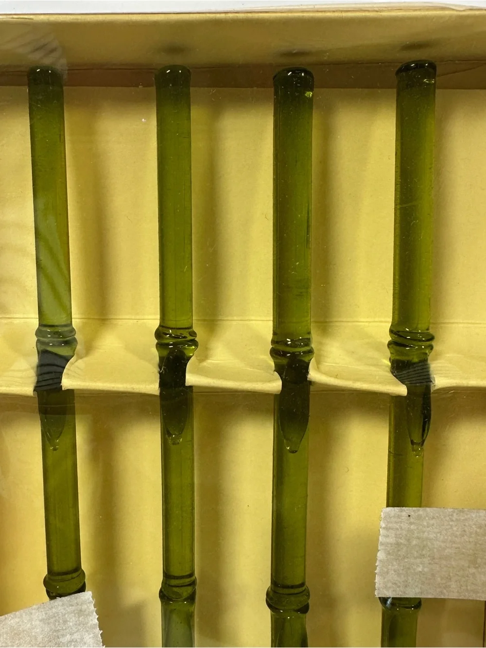 Pier 1 Glass Swizzle Sticks 2 Sets Of 4 Green Bamboo Drink Stirrers Barware
